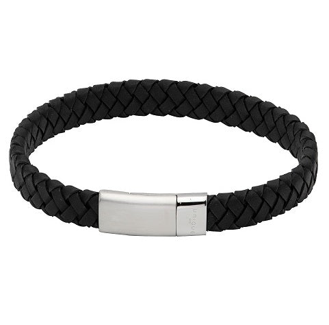 Black Leather Bracelet with Magnetic Clasp
