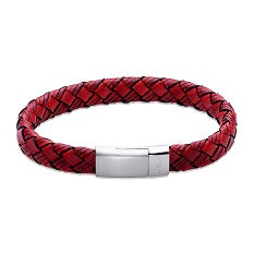 Antique Red Leather bracelet with Magnetic Clasp