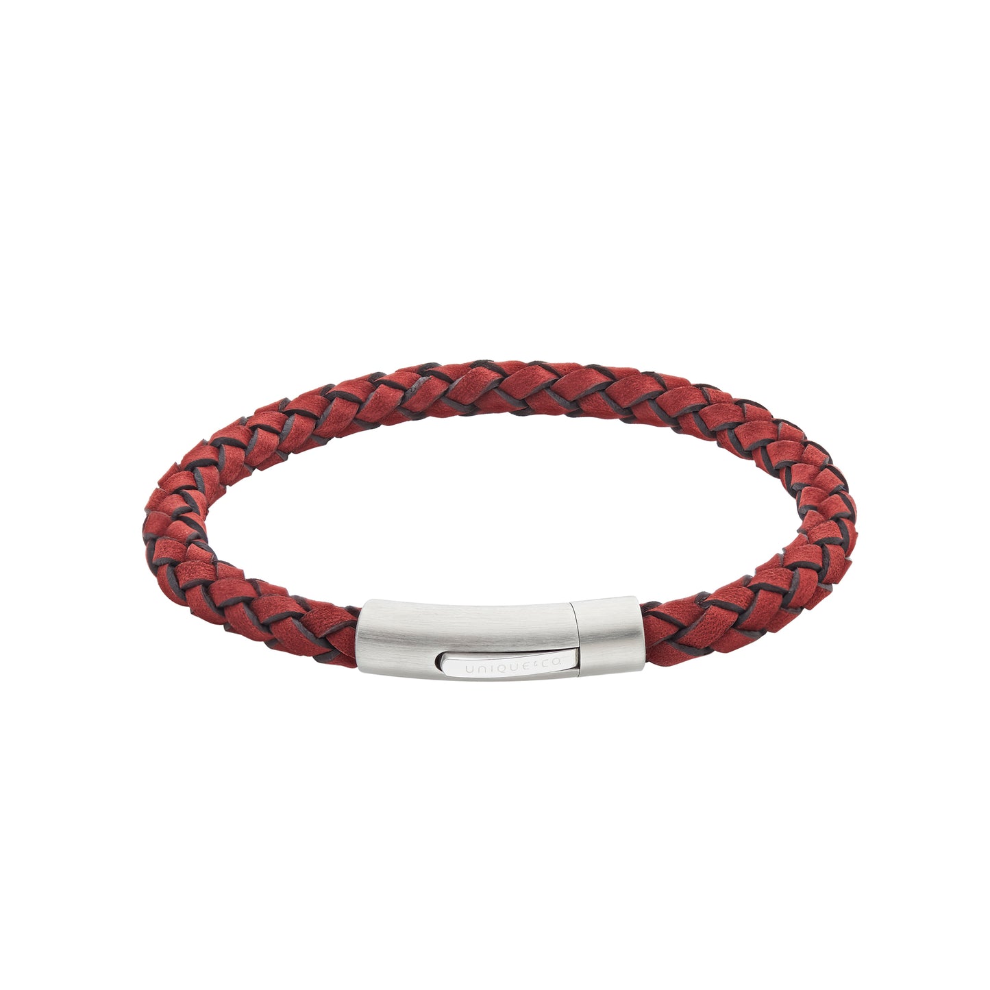 Burgundy Leather Bracelet with Steel Clasp