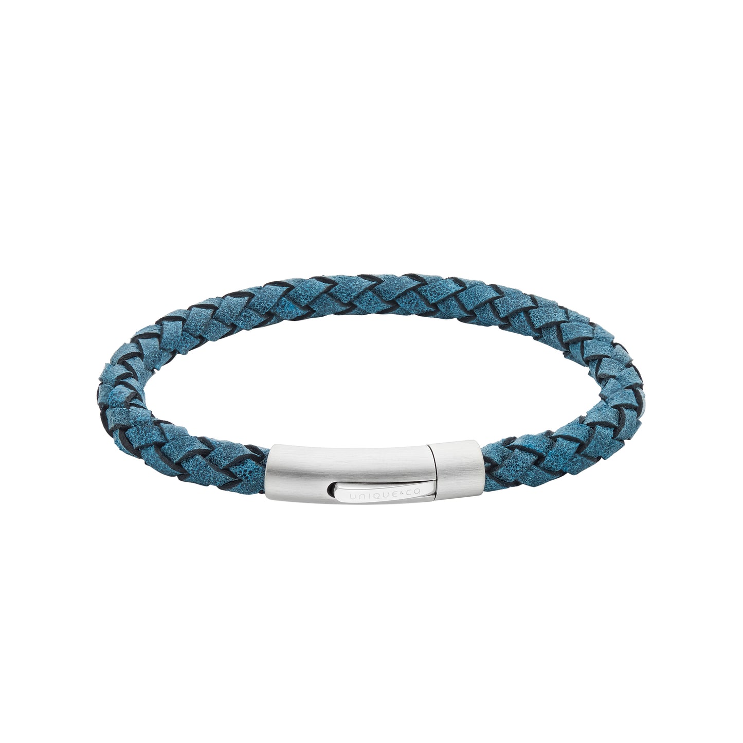 Green Leather Bracelet with Steel Clasp