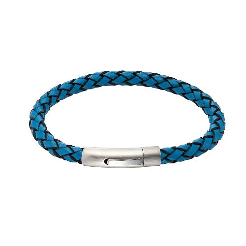 Turquoise Leather Bracelet with Steel Clasp