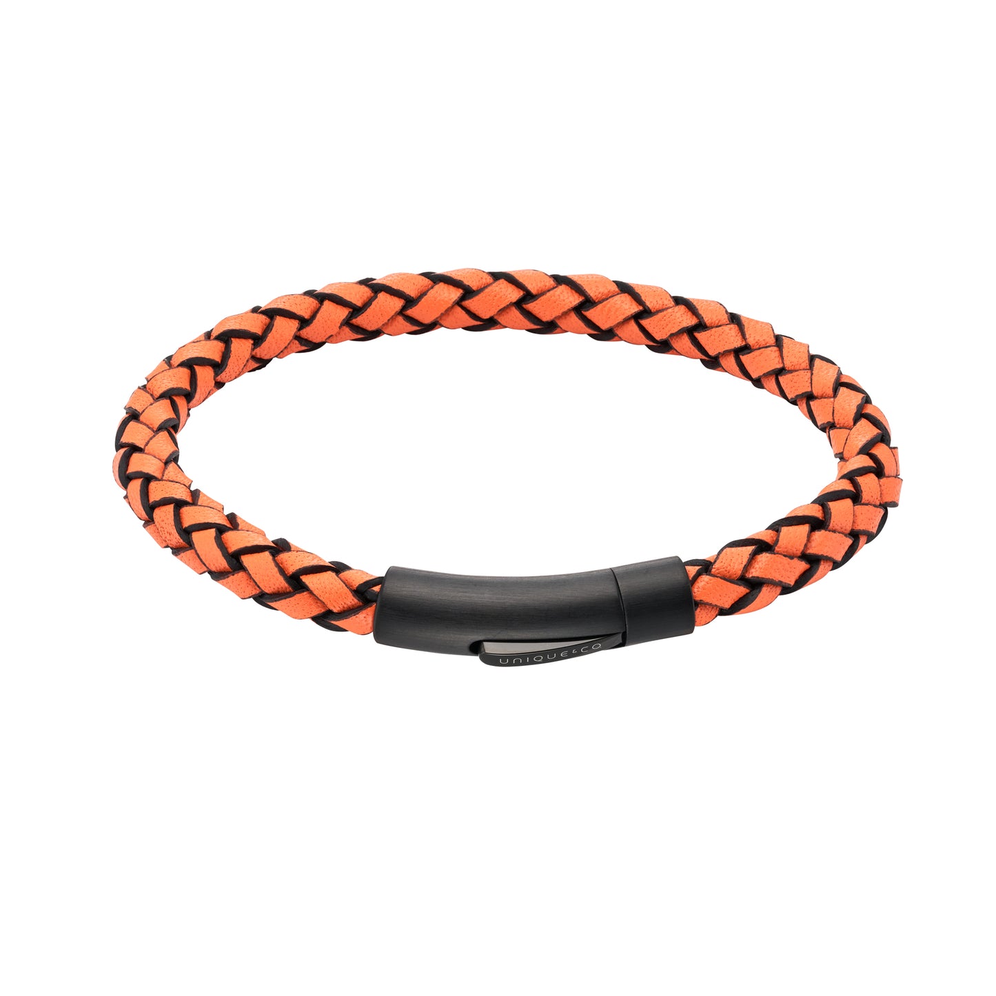 Orange Leather Bracelet with Black Steel Clasp (Copy)