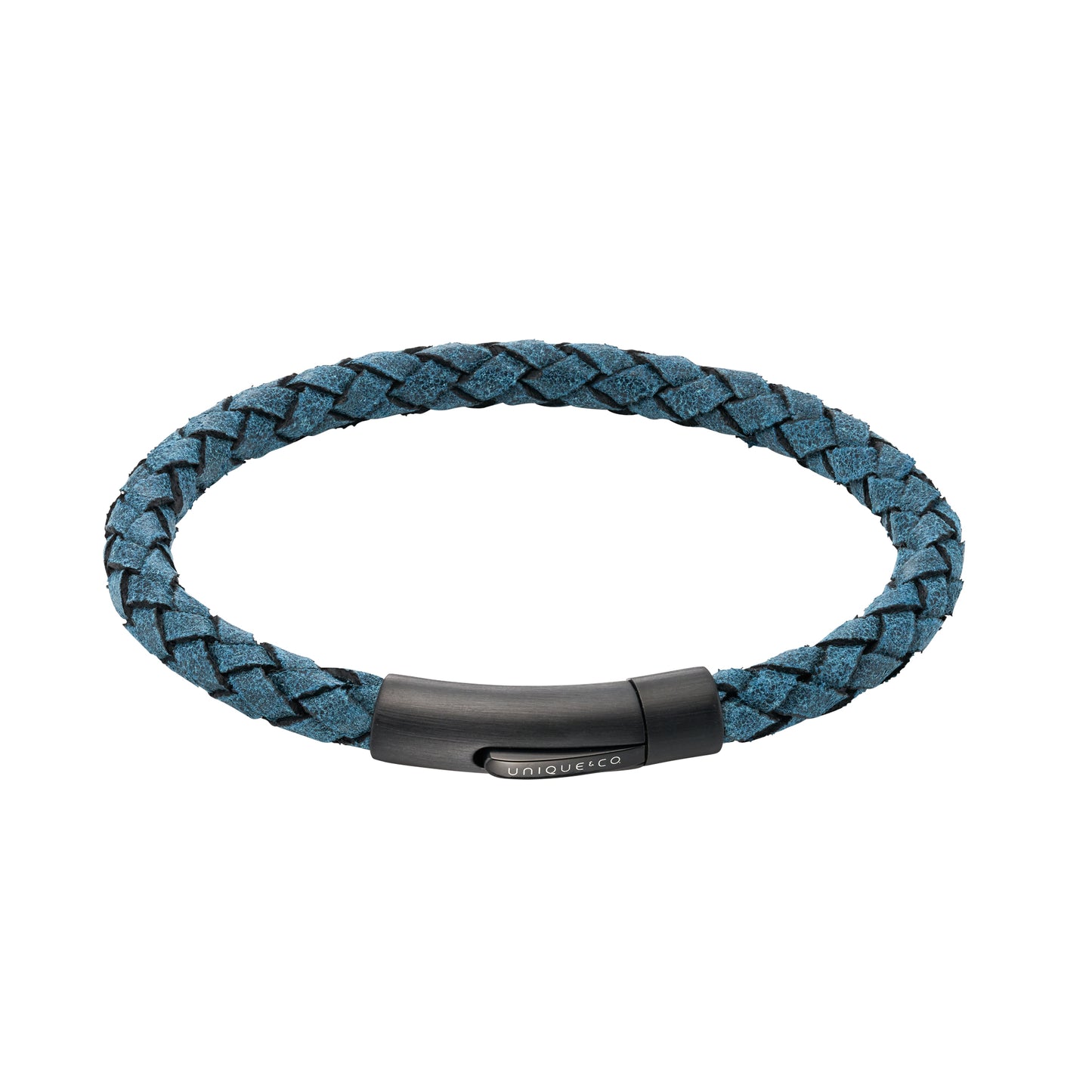 Pine Green Leather Bracelet with Black Steel Clasp