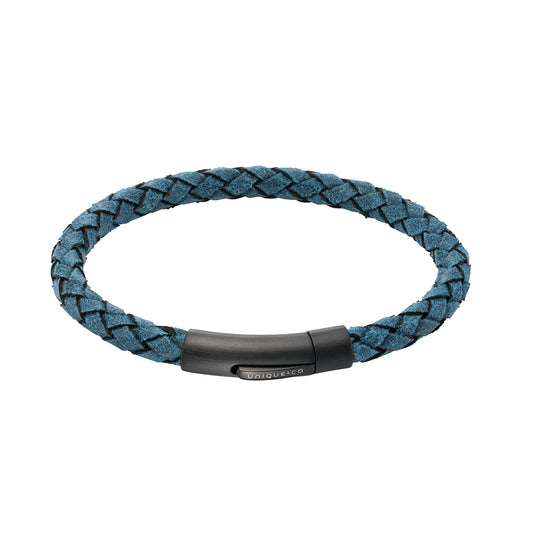 Pine Green Leather Bracelet with Black Steel Clasp