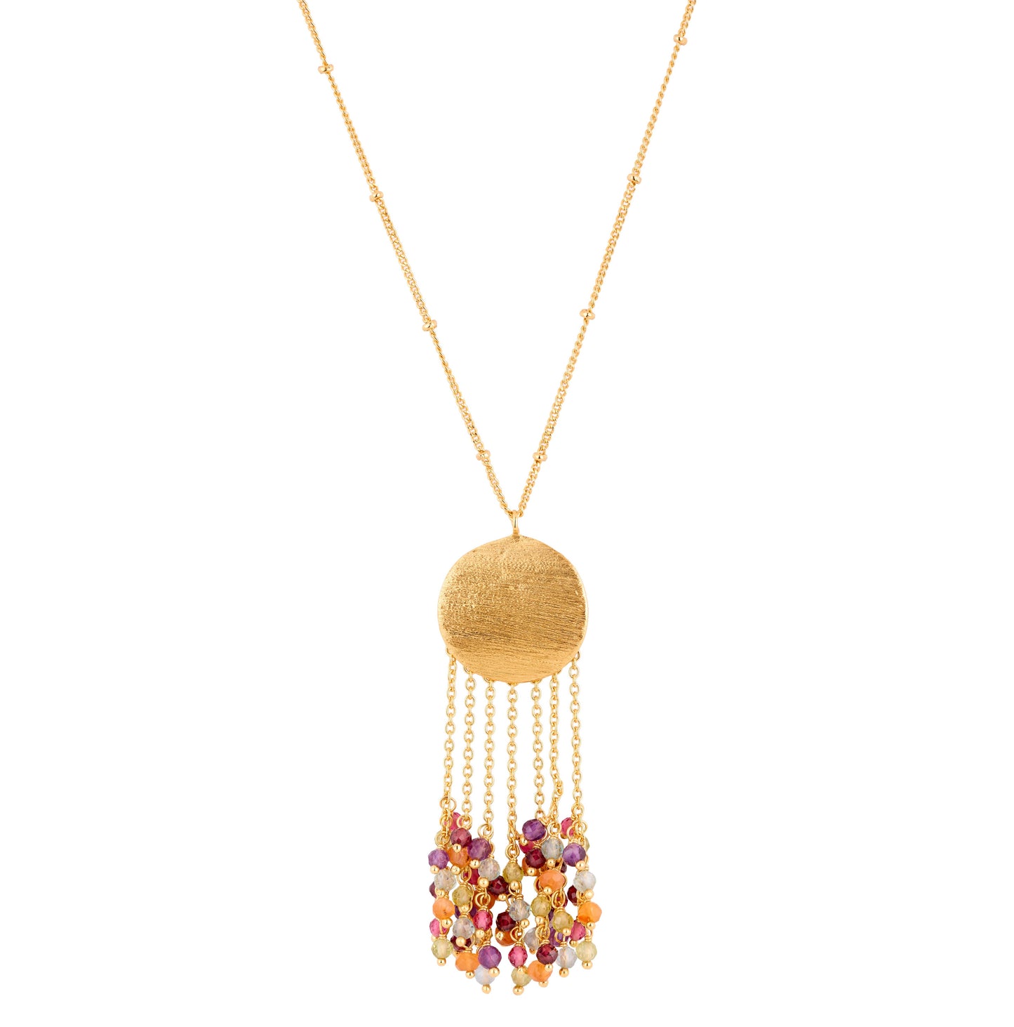 Dreamcatcher Gemstone Necklace, Gold Finish
