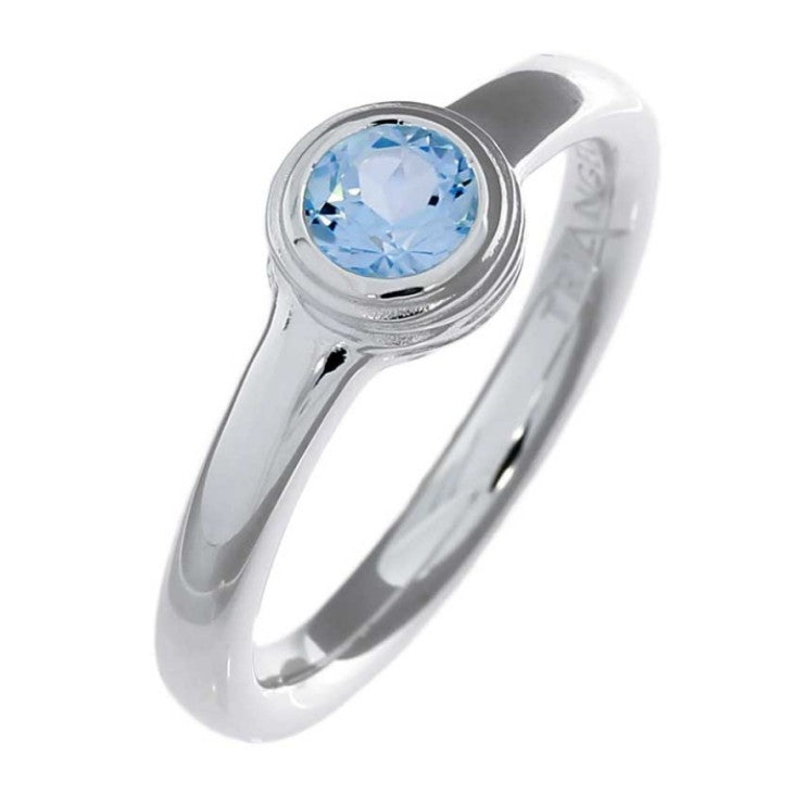 Crease Silver Ring, Blue Topaz