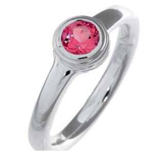Crease Silver Ring, Pink Tourmaline