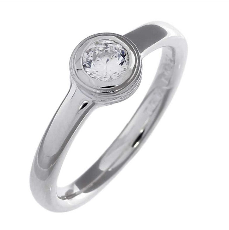 Crease Silver Ring, White Topaz