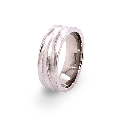 Titanium Carved Ripple Ring - Natural 6mm