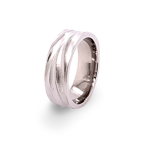 Titanium Carved Ripple Ring - Natural 6mm