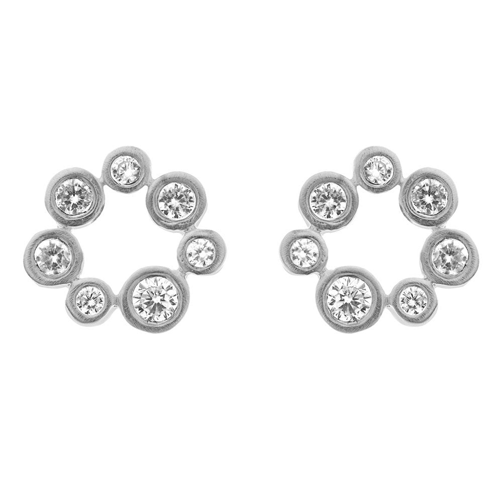 Silver and CZ Circle Earrings