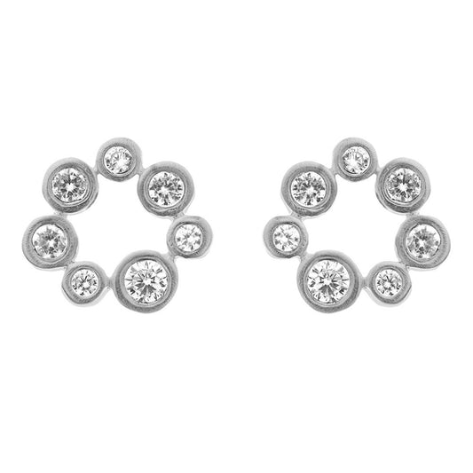 Silver and CZ Circle Earrings