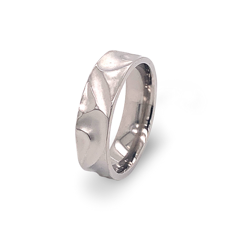 Titanium Carved Waves Ring - Natural 6mm
