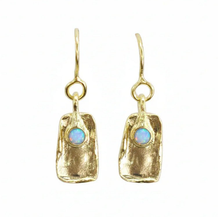 Opalite and Silver Drop Earrings, Gold finish