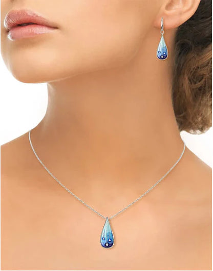 Blue Sky and Stars Drop Necklace