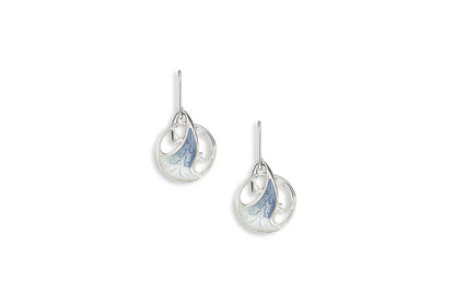 Art Nouveau Enamel Wave Earrings, Silver