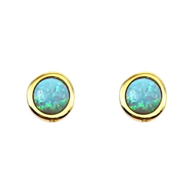 Opalite and Silver Stud Earrings, Gold finish