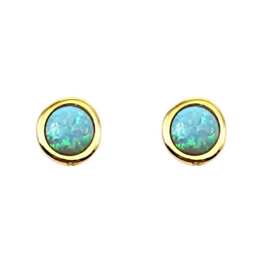 Opalite and Silver Stud Earrings, Gold finish