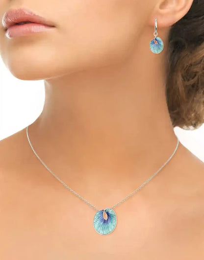 Turquoise Round Twist Drop Earrings, Silver