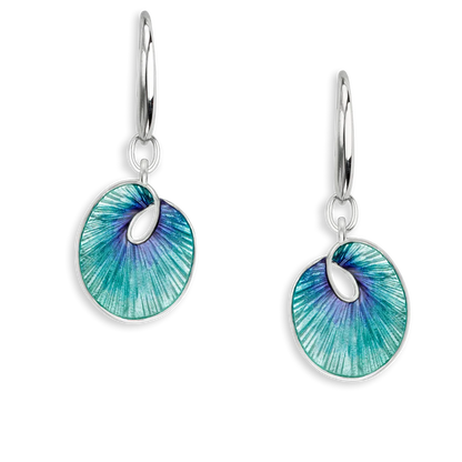 Turquoise Round Twist Drop Earrings, Silver