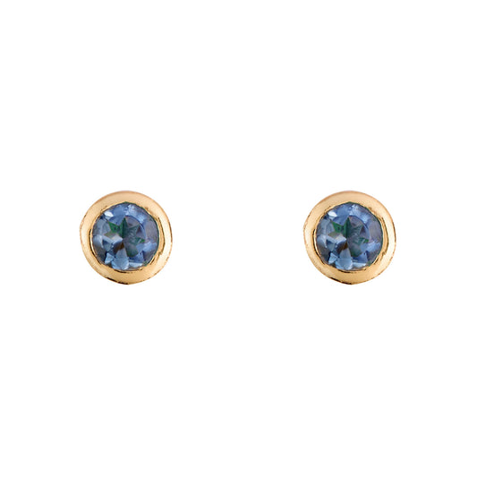 Iolite Stud Earrings, Gold Finish