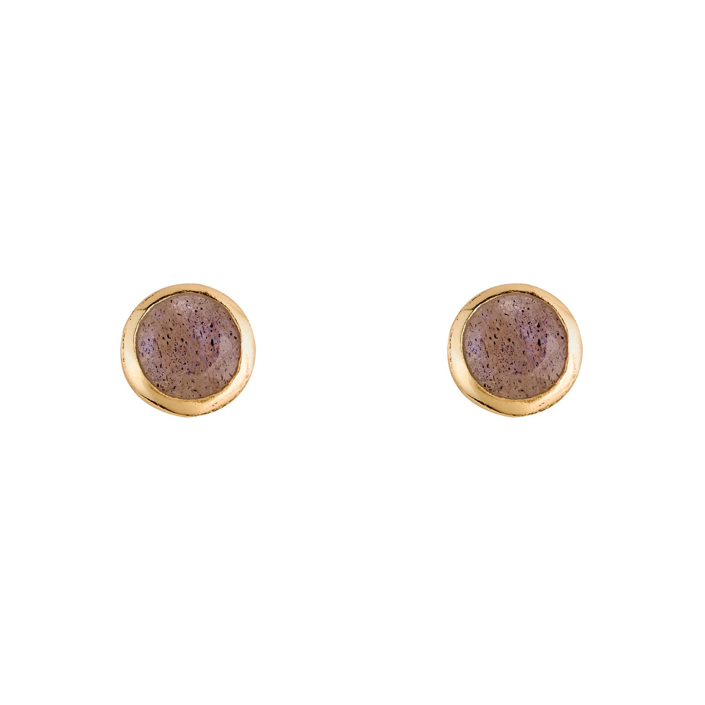 Labradorite Stud Earrings, Gold Finish