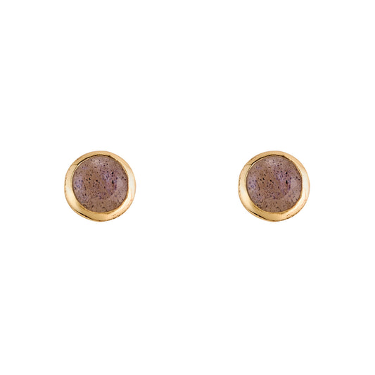 Labradorite Stud Earrings, Gold Finish