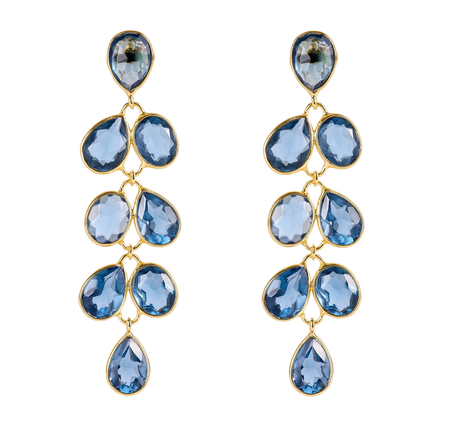 Iolite Multi Drop Earrings, Gold Finish