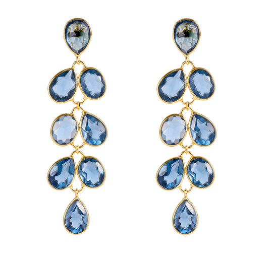 Iolite Multi Drop Earrings, Gold Finish