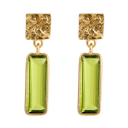 Peridot Drop Earrings, Gold Finish