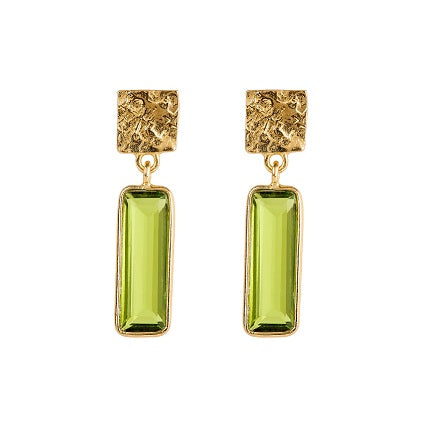 Peridot Drop Earrings, Gold Finish