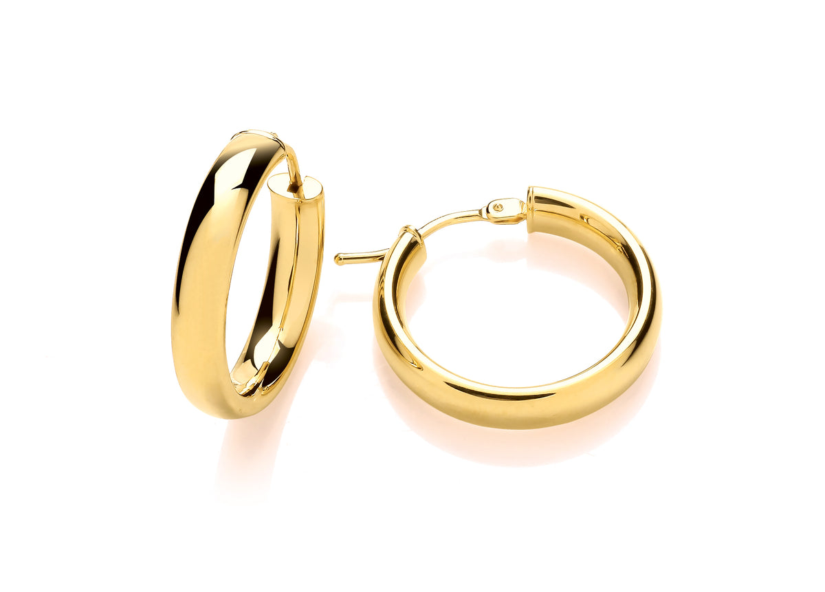 9ct Gold D-Shape Hoop Earrings