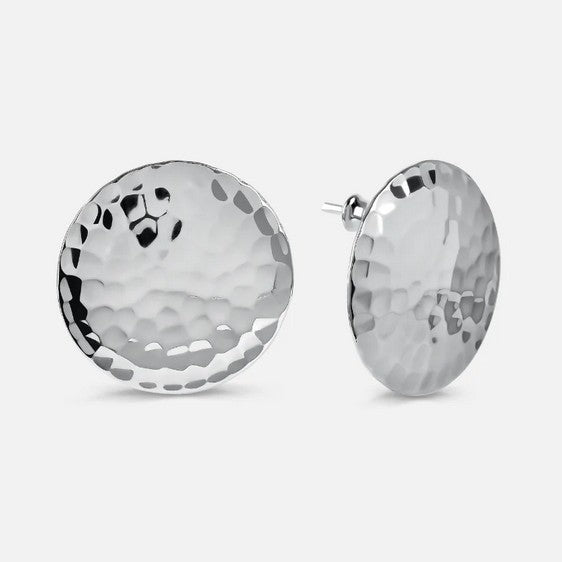 Circle Stud Earrings, Silver
