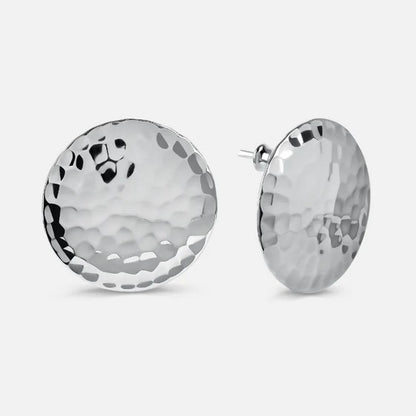 Circle Stud Earrings, Silver