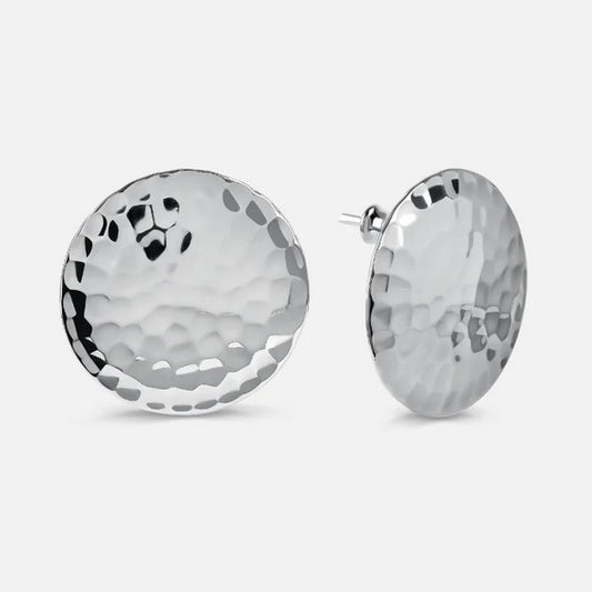 Circle Stud Earrings, Silver