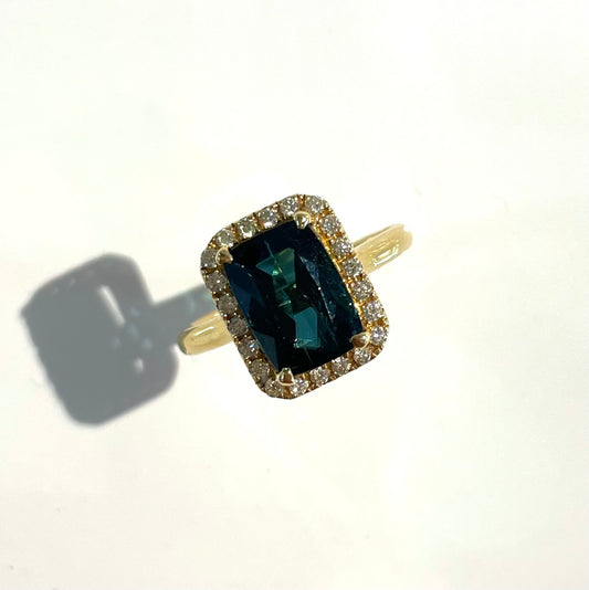 Tourmaline and Diamond Halo Ring