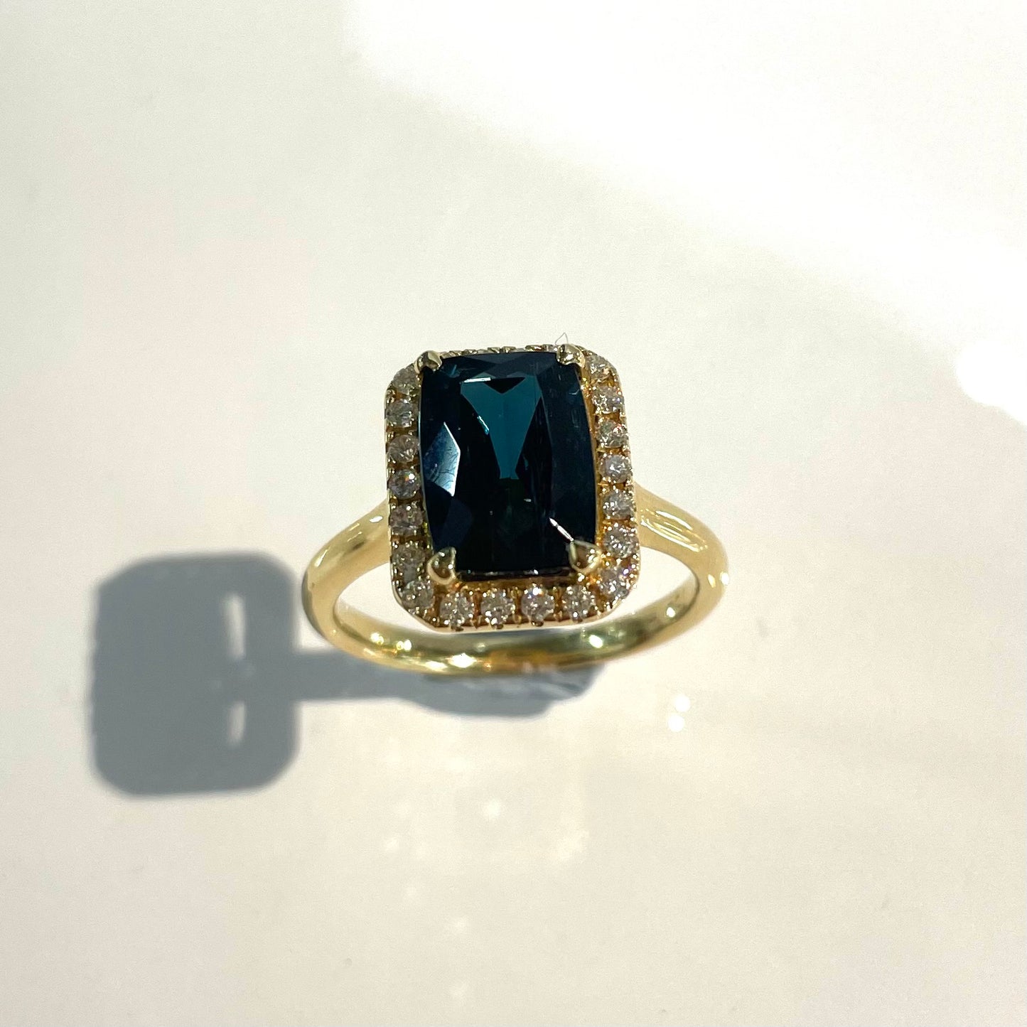 Tourmaline and Diamond Halo Ring