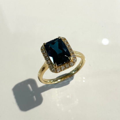 Tourmaline and Diamond Halo Ring
