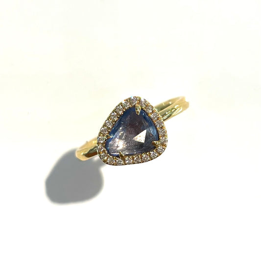 Sapphire and Diamond Halo Ring