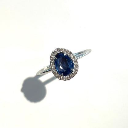 Sapphire and Diamond Halo Ring