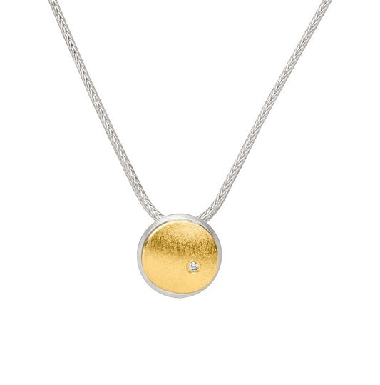 Silver and Gold Diamond Circle Pendant