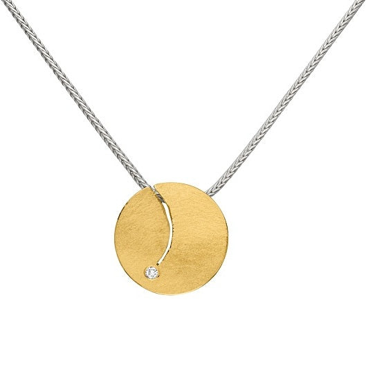 Silver and Gold Diamond Circle Pendant