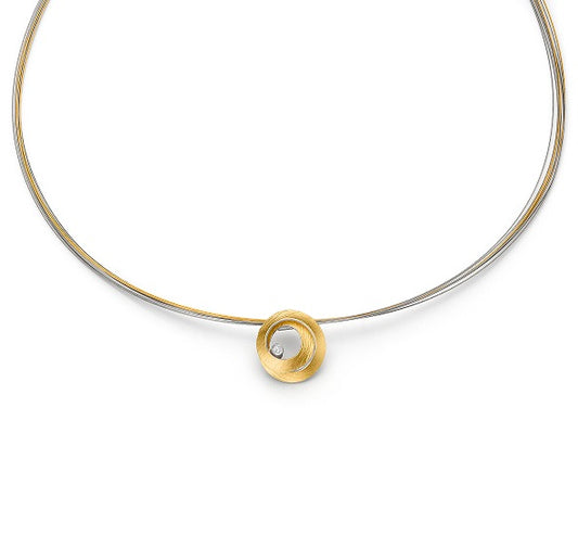 Silver and Gold Diamond Spiral Necklace