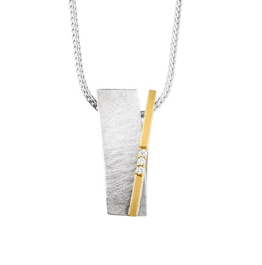 Silver and Gold Diamond Marquise Pendant