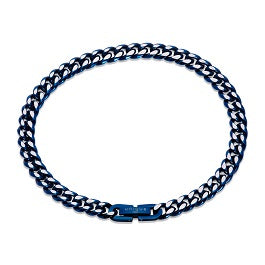 Stainless Steel Curb Bracelet, Blue IP