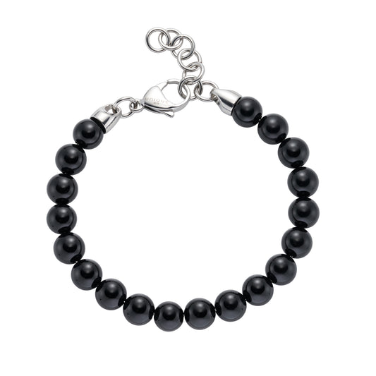Steel Bracelet with Onyx Beads