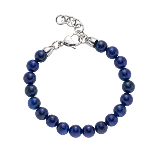 Steel Bracelet with Lapis Beads