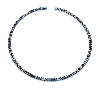 Stainless Steel Curb Necklace, Blue IP