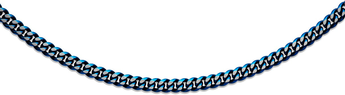 Stainless Steel Curb Necklace, Blue IP