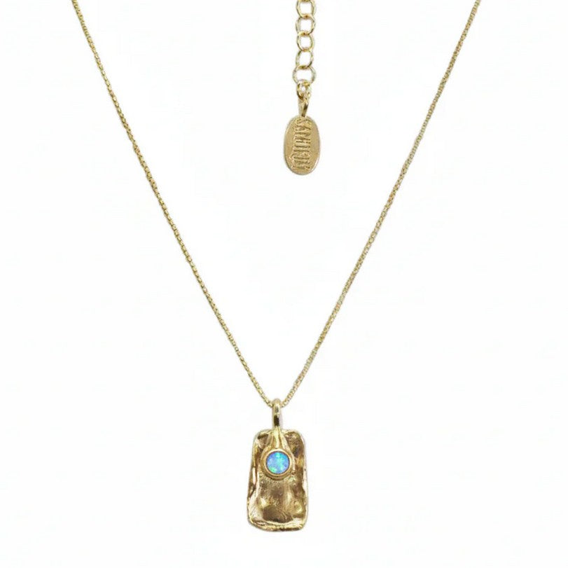 Opalite and Silver Necklace, Gold finish